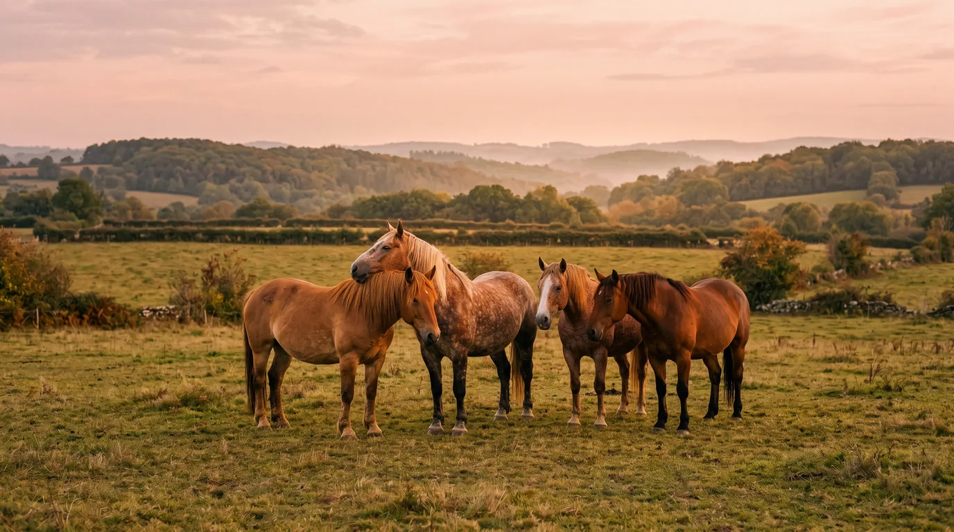 Les chevaux du Mes Petits Sabots en liberté, Dordogne